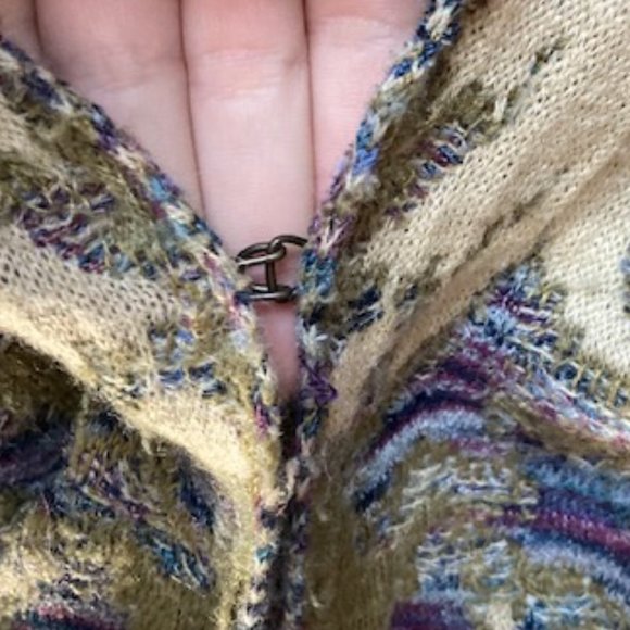 Free People Long Green and White Patterned Bohemian Sweater Size XS - Picture 9 of 11